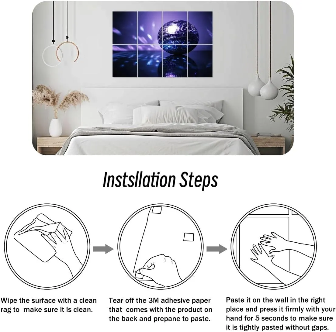 8 Pack Art Acoustic Panels Disco Ball Sound Absorbing Panel 32"x48" Soundproof Wall Panels Acoustic Wall Art for Studios, Office, Theaters