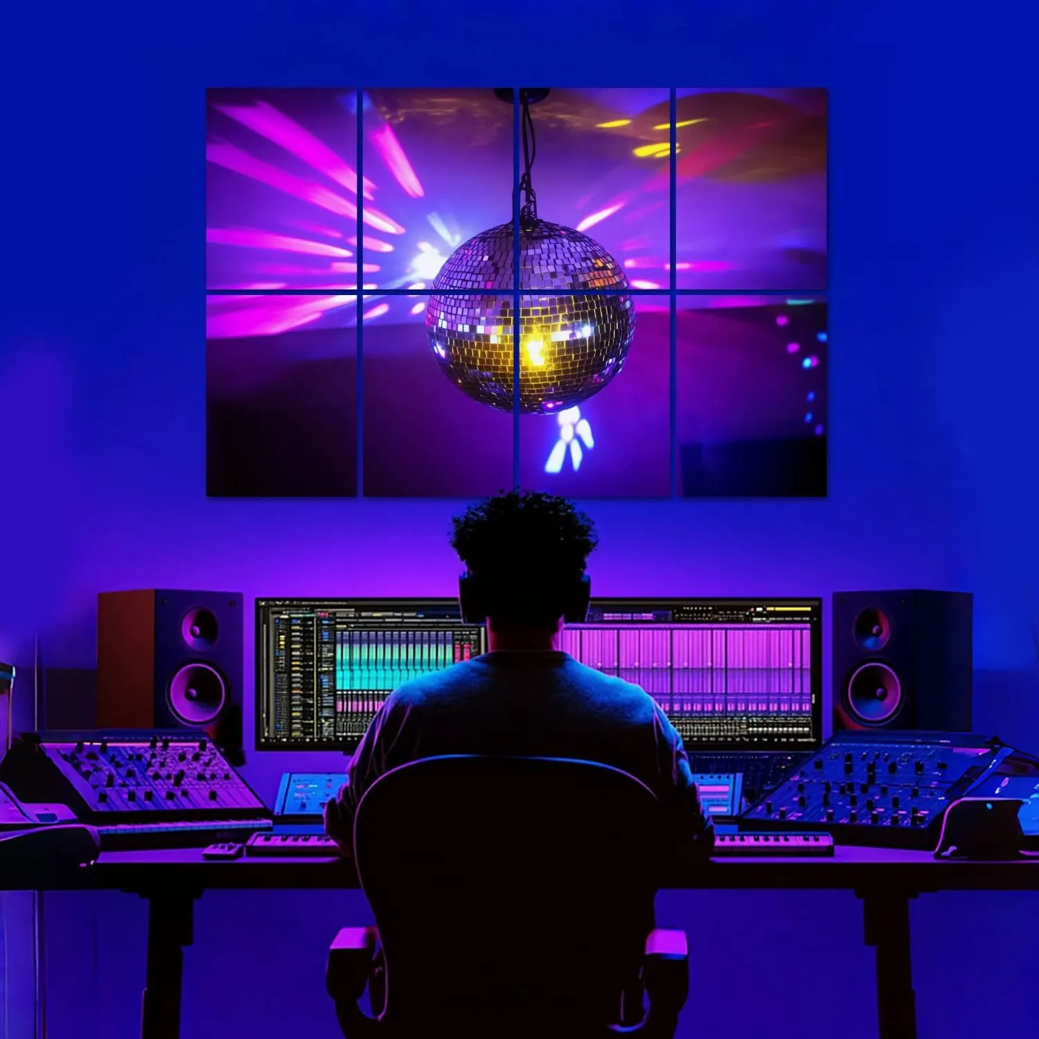 8 Pack Art Acoustic Panels Disco Ball Sound Absorbing Panel 32"x48" Soundproof Wall Panels Acoustic Wall Art for Studios, Office, Theaters