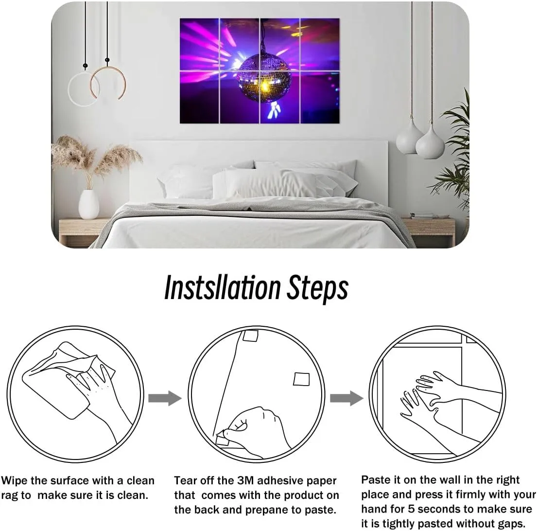 8 Pack Art Acoustic Panels Disco Ball Sound Absorbing Panel 32"x48" Soundproof Wall Panels Acoustic Wall Art for Studios, Office, Theaters