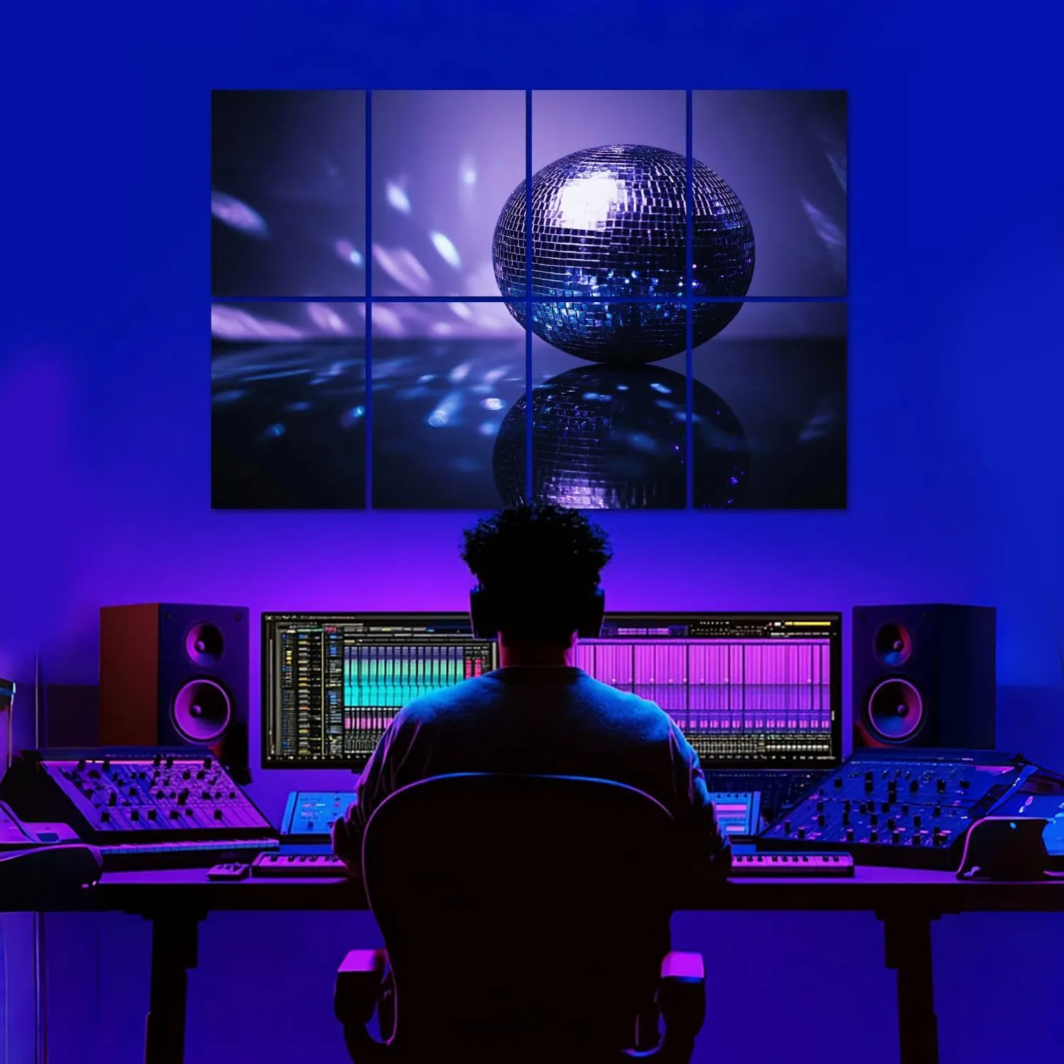 8 Pack Art Acoustic Panels Disco Ball Sound Absorbing Panel 32"x48" Soundproof Wall Panels Acoustic Wall Art for Studios, Office, Theaters