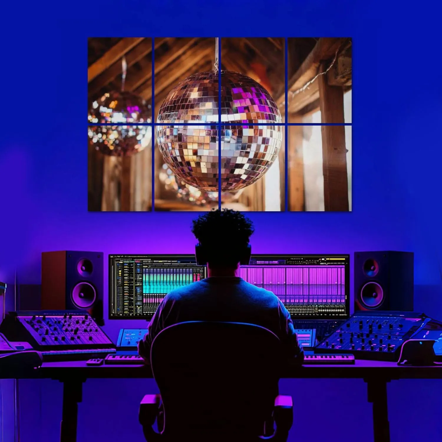 8 Pack Art Acoustic Panels Disco balls hanging from ceiling wedding Sound Absorbing Panel 32"x48" Soundproof Wall Panels Acoustic Wall Art for Studios, Office, Theaters