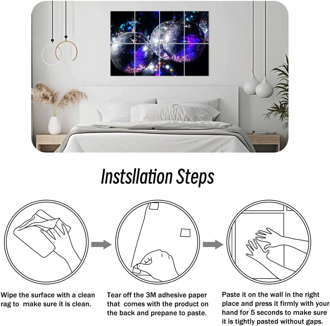 8 Pack Art Acoustic Panels Disco balls Sound Absorbing Panel 32"x48" Soundproof Wall Panels Acoustic Wall Art for Studios, Office, Theaters