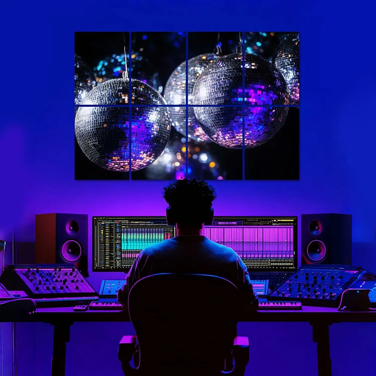 8 Pack Art Acoustic Panels Disco balls Sound Absorbing Panel 32"x48" Soundproof Wall Panels Acoustic Wall Art for Studios, Office, Theaters