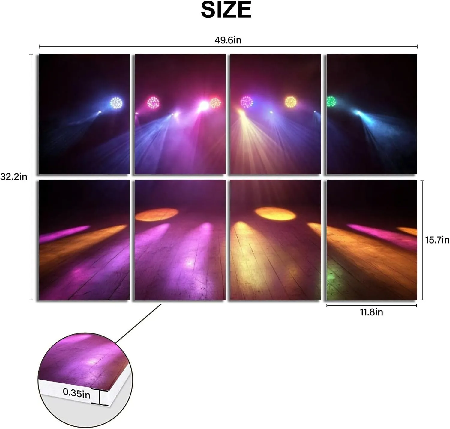 8 Pack Art Acoustic Panels Disco Lights Sound Absorbing Panel 32"x48" Soundproof Wall Panels Acoustic Wall Art for Studios, Office, Theaters