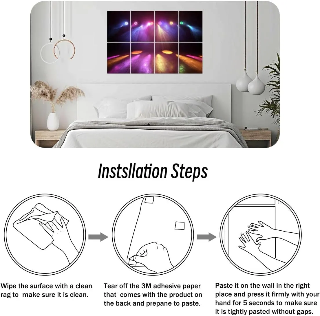 8 Pack Art Acoustic Panels Disco Lights Sound Absorbing Panel 32"x48" Soundproof Wall Panels Acoustic Wall Art for Studios, Office, Theaters