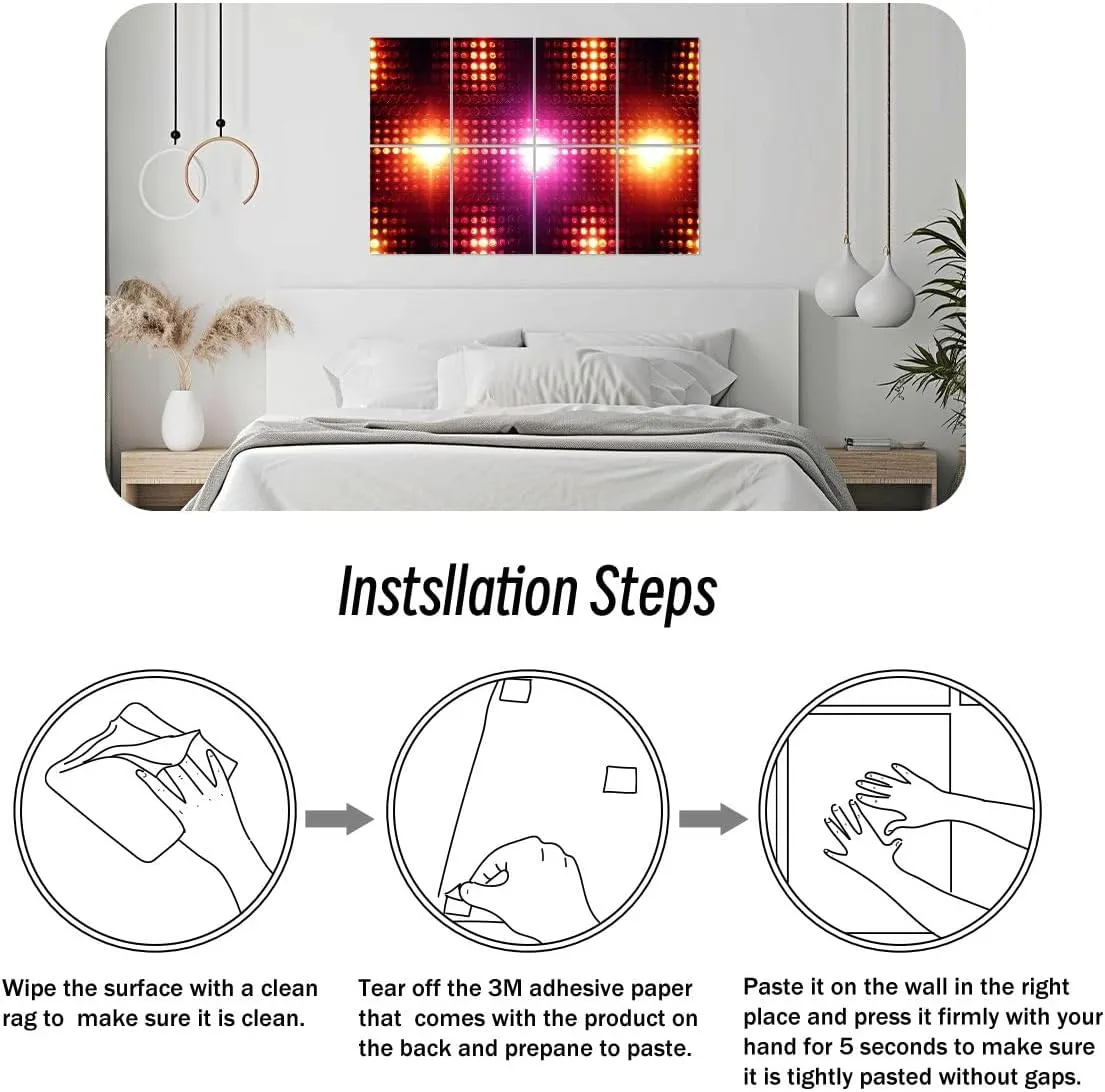 8 Pack Art Acoustic Panels Disco Lights Sound Absorbing Panel 32"x48" Soundproof Wall Panels Acoustic Wall Art for Studios, Office, Theaters