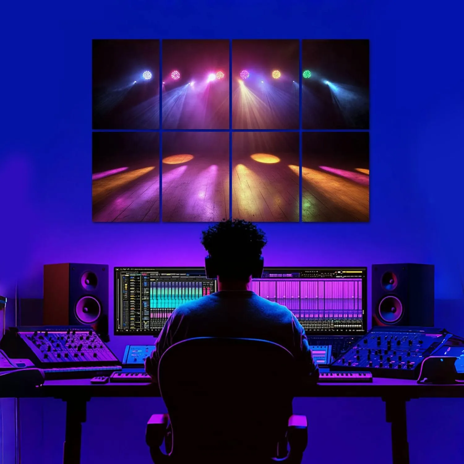 8 Pack Art Acoustic Panels Disco Lights Sound Absorbing Panel 32"x48" Soundproof Wall Panels Acoustic Wall Art for Studios, Office, Theaters