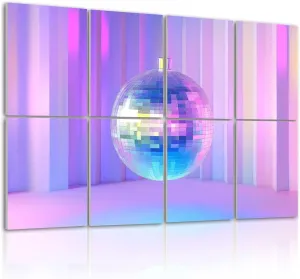 8 Pack Art Acoustic Panels Disco Neon Lighting Sound Absorbing Panel 32"x48" Soundproof Wall Panels Acoustic Wall Art for Studios, Office, Theaters