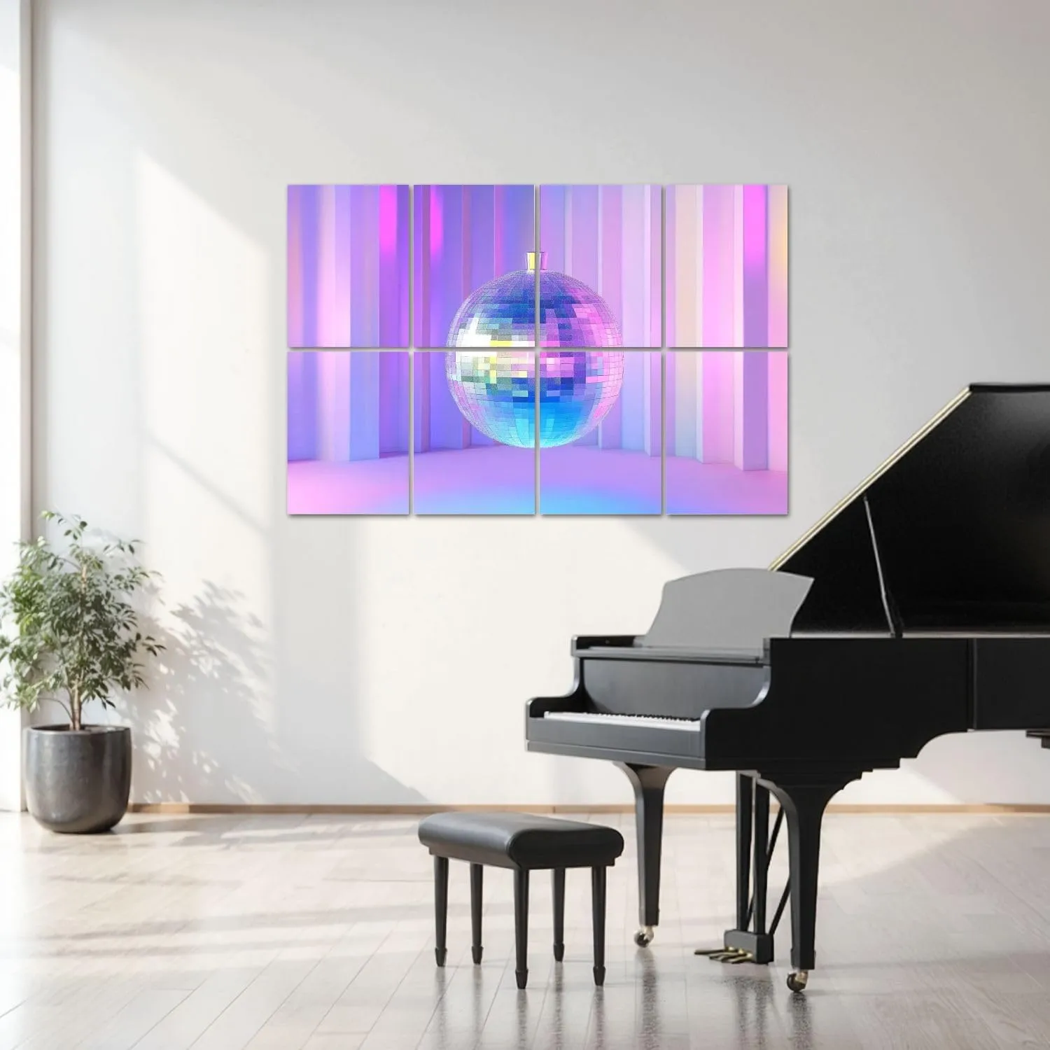 8 Pack Art Acoustic Panels Disco Neon Lighting Sound Absorbing Panel 32"x48" Soundproof Wall Panels Acoustic Wall Art for Studios, Office, Theaters