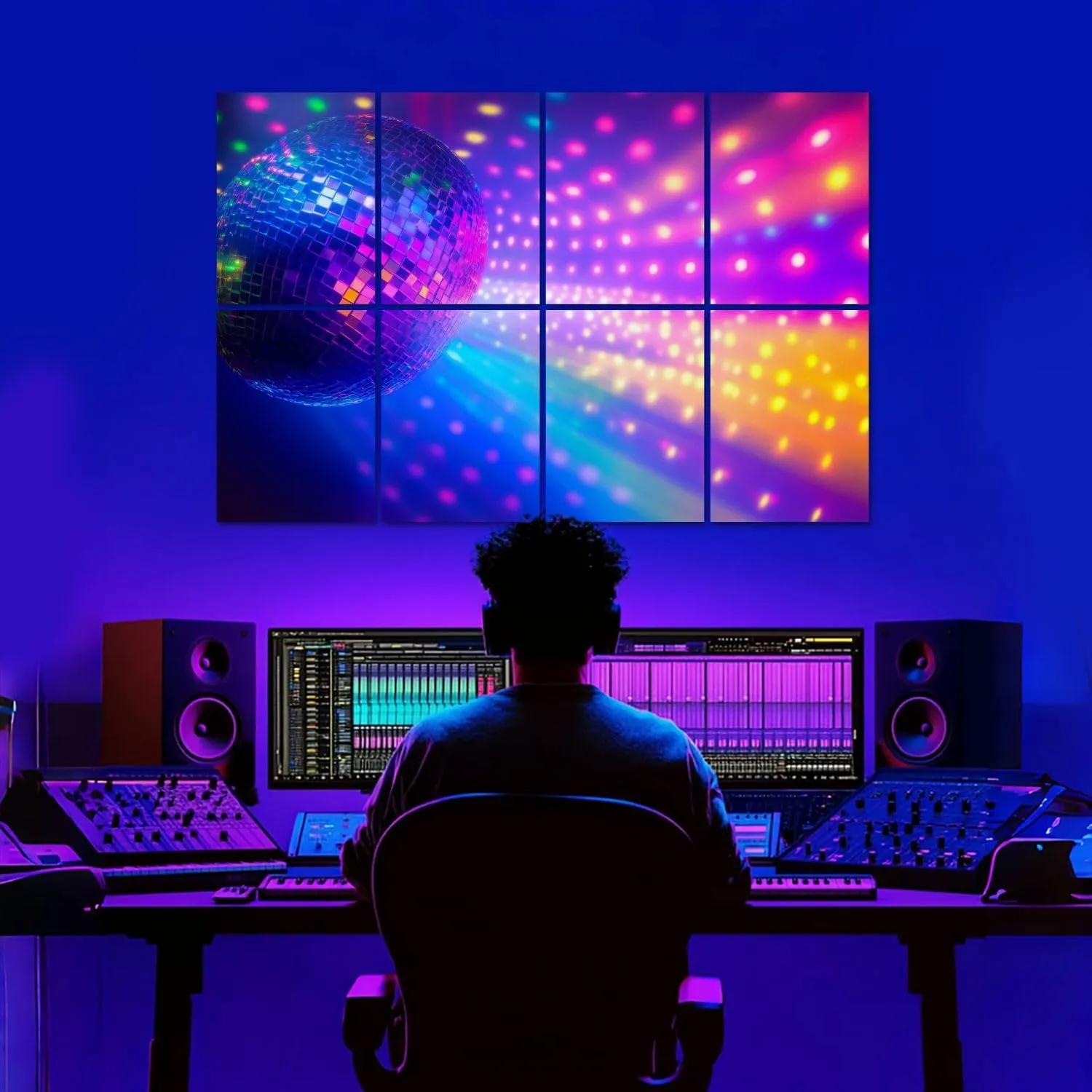 8 Pack Art Acoustic Panels Disco Sound Absorbing Panel 32"x48" Soundproof Wall Panels Acoustic Wall Art for Studios, Office, Theaters