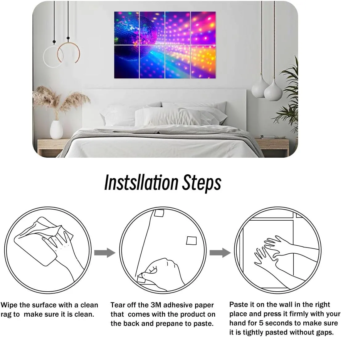 8 Pack Art Acoustic Panels Disco Sound Absorbing Panel 32"x48" Soundproof Wall Panels Acoustic Wall Art for Studios, Office, Theaters