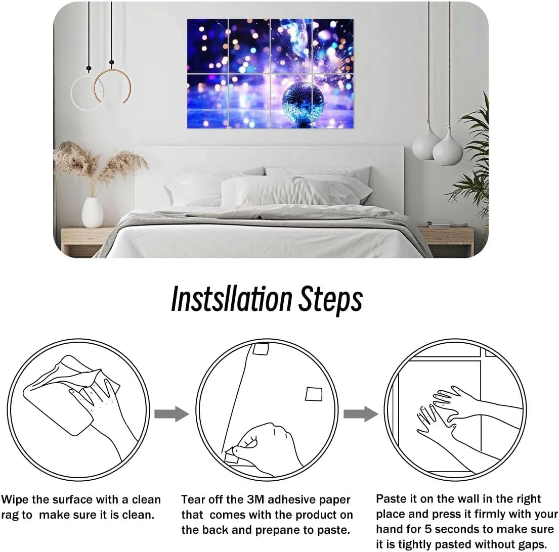 8 Pack Art Acoustic Panels Party decoration disco balls fire sparkler Sound Absorbing Panel 32"x48" Soundproof Wall Panels Acoustic Wall Art for Studios, Office, Theaters