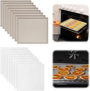 8 Pack Grey Silicone Dehydrator Trays for Liquids and 8 Pcs White Mesh Dehydrator Sheets, Nonstick Fruit Leather Trays, Multi-purpose Reusable Mats/Liners for Jerky Fruit Meat Herbs Vegetables Cracker