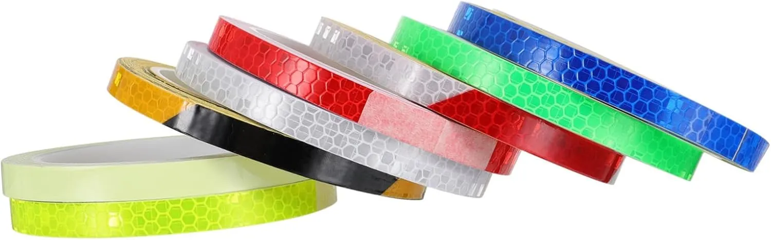 8 Rolls Bike Night Sticker Reflective Stickers Decals for Bicycle Rim Waterproof Reflective Tape for Bike Safety