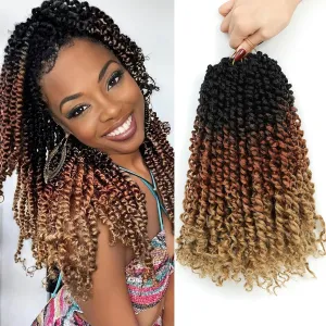 9 Packs Passion Twist Crochet Hair 10 Inch Pre-twisted Passion Twist Hair Pre Looped Crochet Passion Twist Hair Bohemian Passion Twist Crochet Braids Hair for Women Girls and Kids (10Inch,T1B/30/27)