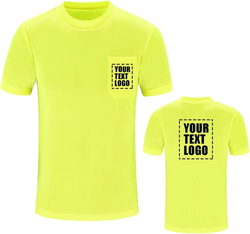 A-SAFETY Custom Shirt for Men High Visibility Safety Customize Logo Short Sleev T Shirt (XS-6XL)