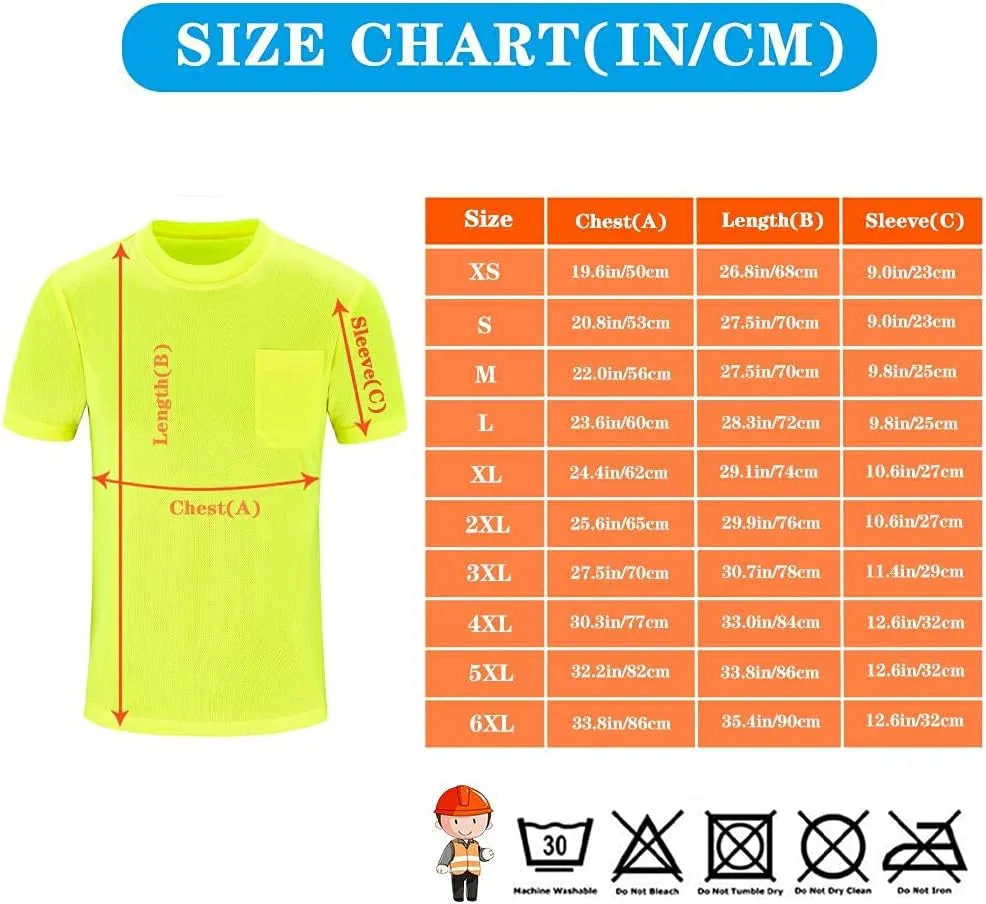 A-SAFETY Custom Shirt for Men High Visibility Safety Customize Logo Short Sleev T Shirt (XS-6XL)
