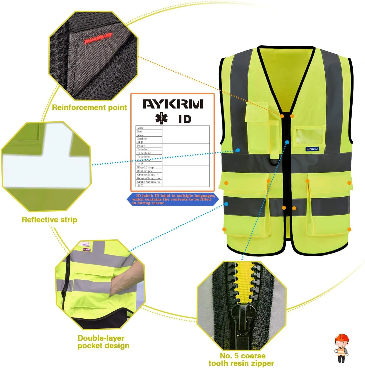 A-SAFETY Enhanced Visibility Safety Vest, Hi Viz 2 Band And Braces Waistcoat safe for Motorcycle, Running/Jogging, Bike/Bicycle Riding Outdoor Activities, Yellow