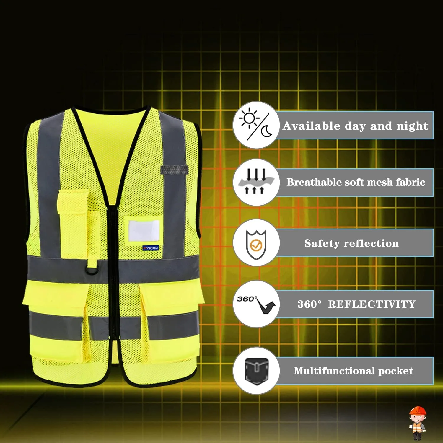 A-SAFETY Enhanced Visibility Safety Vest, Hi Viz 2 Band And Braces Waistcoat safe for Motorcycle, Running/Jogging, Bike/Bicycle Riding Outdoor Activities, Yellow