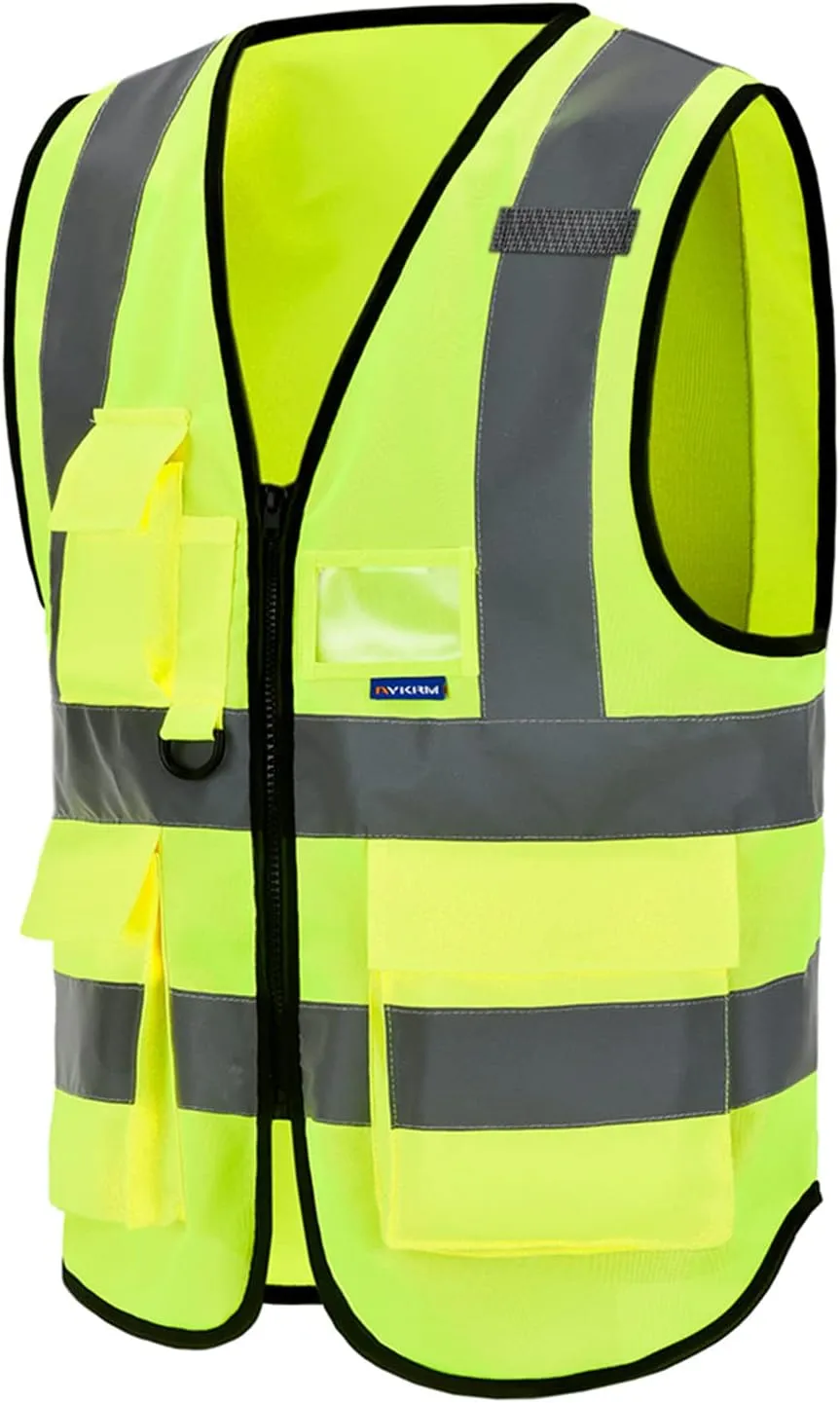 A-SAFETY Enhanced Visibility Safety Vest, Hi Viz 2 Band And Braces Waistcoat safe for Motorcycle, Running/Jogging, Bike/Bicycle Riding Outdoor Activities, Yellow