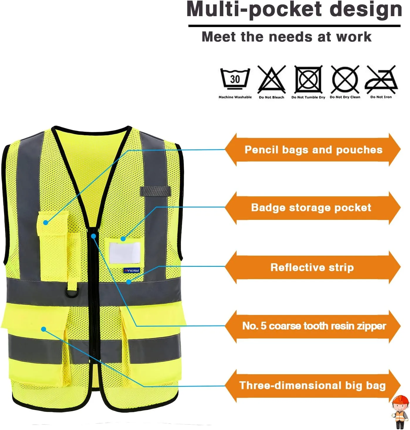 A-SAFETY Enhanced Visibility Safety Vest, Hi Viz 2 Band And Braces Waistcoat safe for Motorcycle, Running/Jogging, Bike/Bicycle Riding Outdoor Activities, Yellow