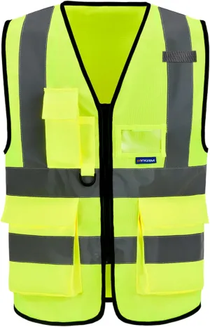 A-SAFETY Enhanced Visibility Safety Vest, Hi Viz 2 Band And Braces Waistcoat safe for Motorcycle, Running/Jogging, Bike/Bicycle Riding Outdoor Activities, Yellow