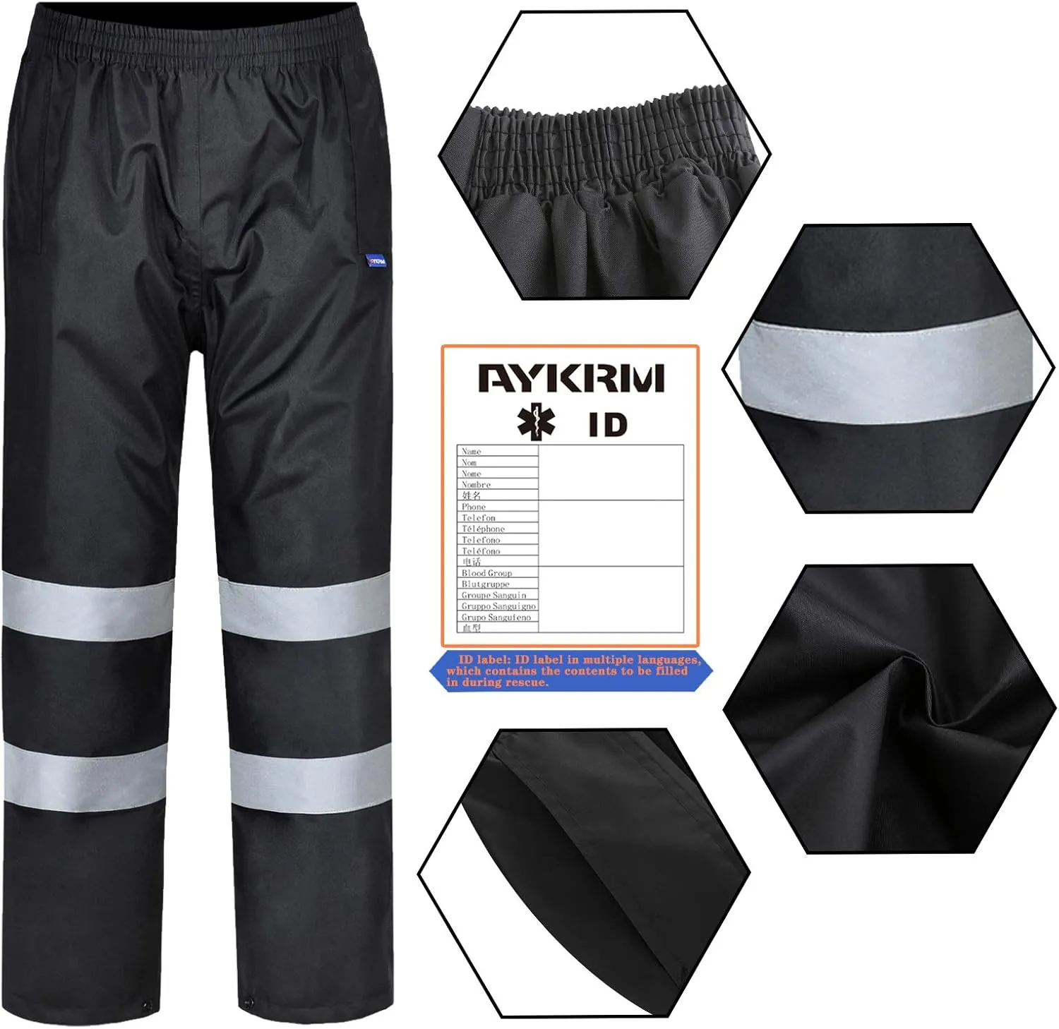 A-SAFETY High Vis Rain Pants for Men Women Waterproof Reflective Safety Rain Trousers Rain Gears for Fishing Sports Works