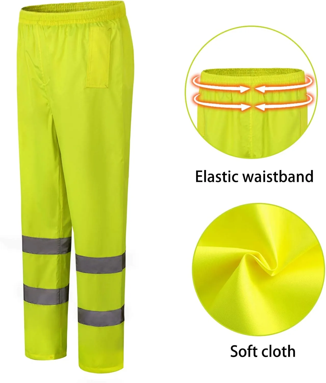 A-SAFETY High Vis Rain Pants for Men Women Waterproof Reflective Safety Rain Trousers Rain Gears for Fishing Sports Works