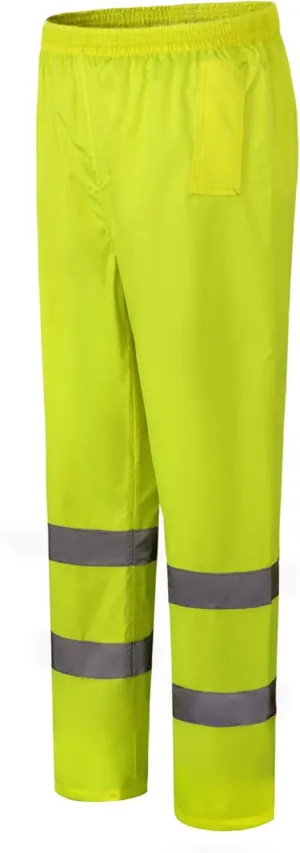 A-SAFETY High Vis Rain Pants for Men Women Waterproof Reflective Safety Rain Trousers Rain Gears for Fishing Sports Works
