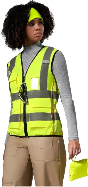 A-SAFETY High Vis Safety Vest for Women - Reflective Strips, Multi-Pockets, Zipper Closure