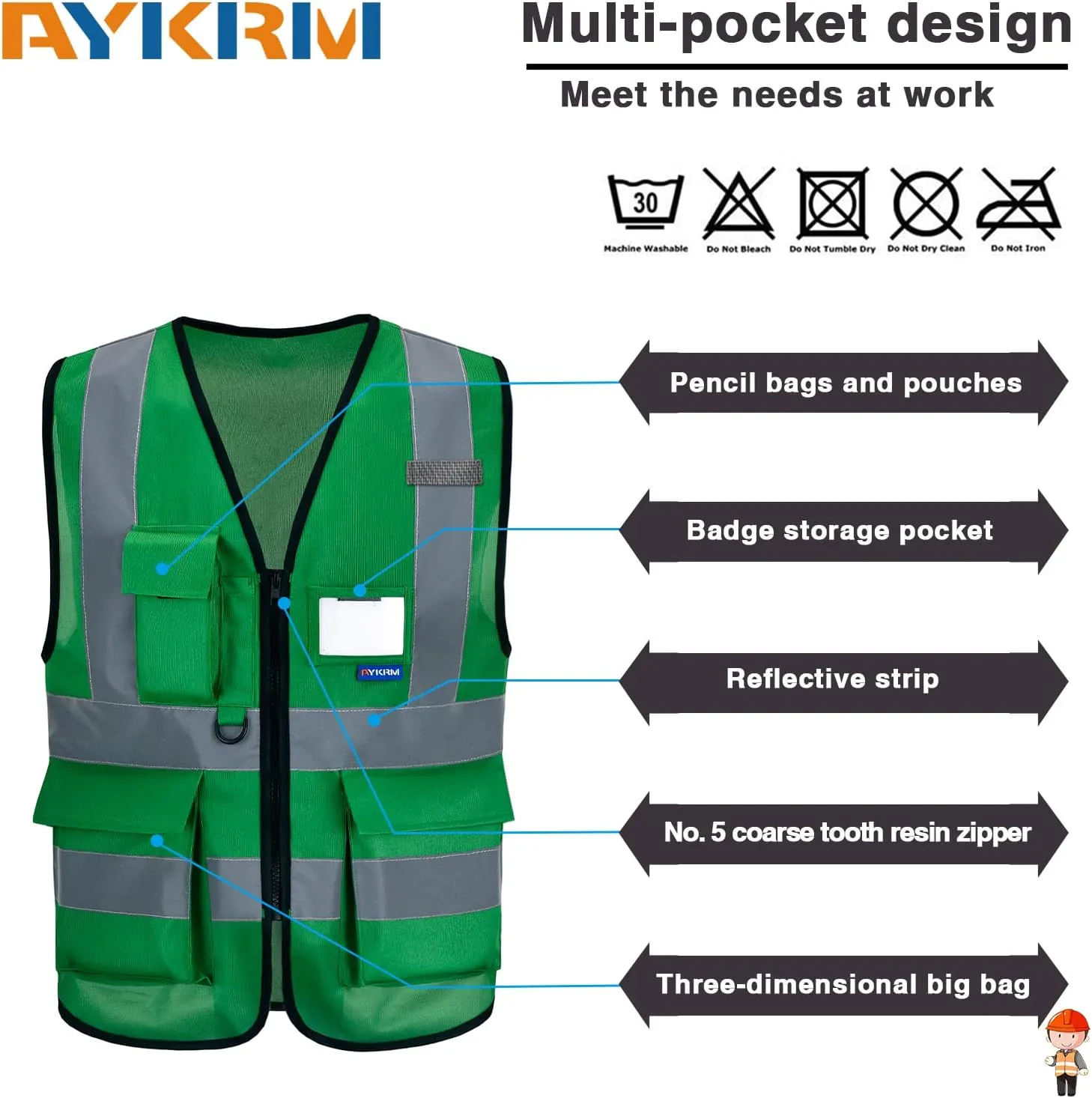 A-SAFETY High Visibility Reflective Safety Vest Customize Logo (XS-8XL)