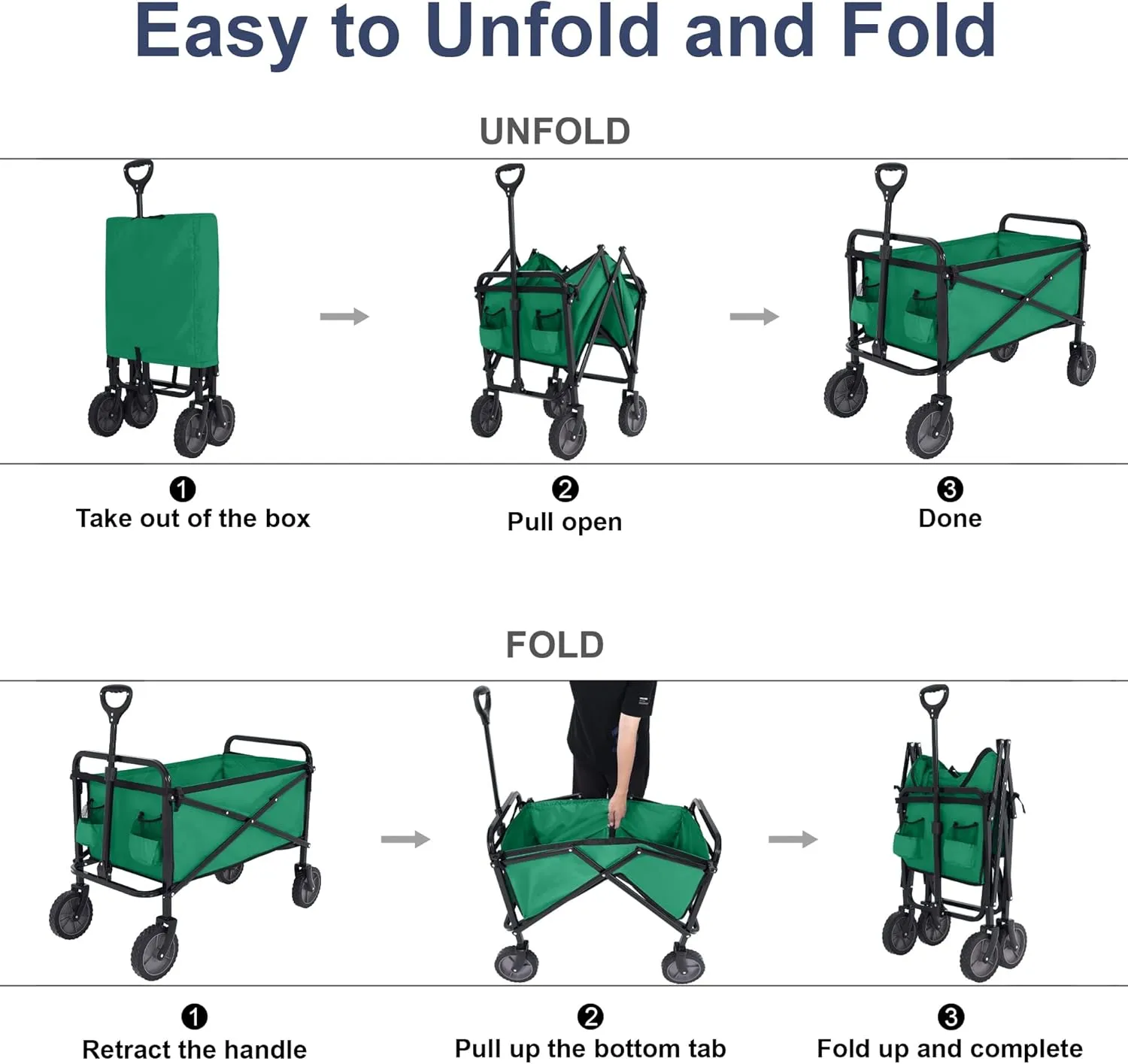 ABCCANOPY Folding Collapsible Utility Wagon Cart Outdoor Garden Shopping Camping Cart, Green