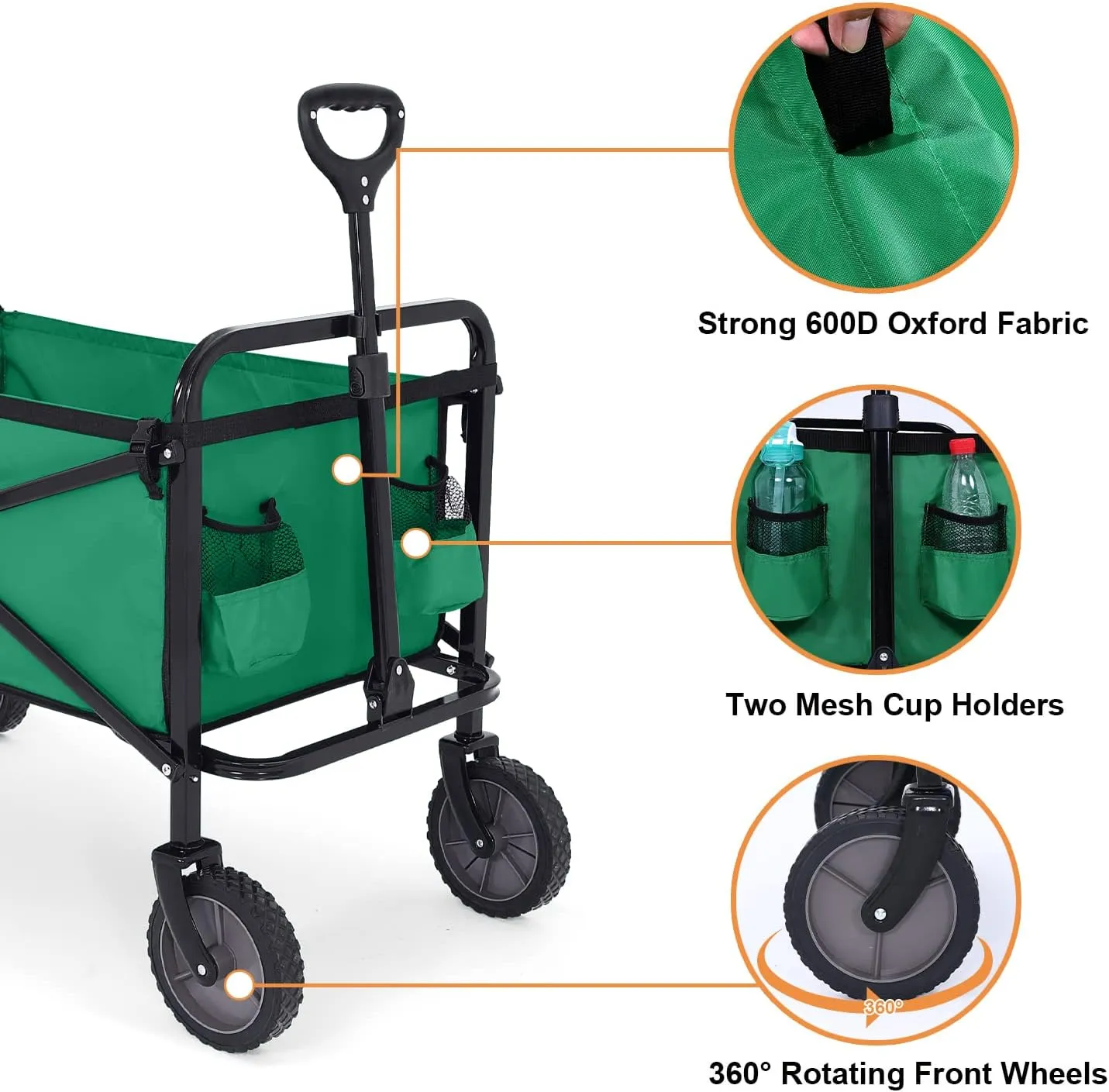 ABCCANOPY Folding Collapsible Utility Wagon Cart Outdoor Garden Shopping Camping Cart, Green