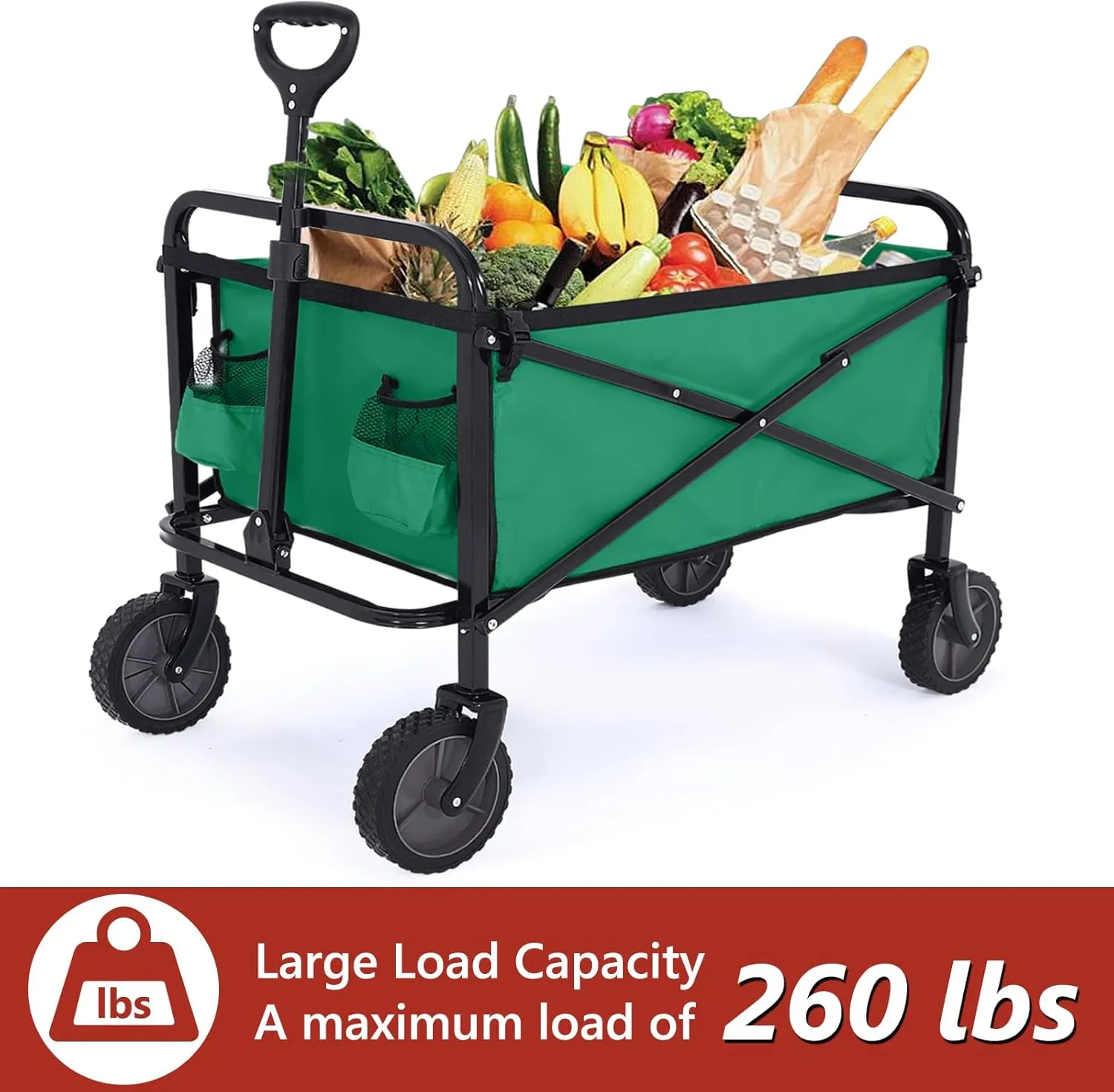 ABCCANOPY Folding Collapsible Utility Wagon Cart Outdoor Garden Shopping Camping Cart, Green