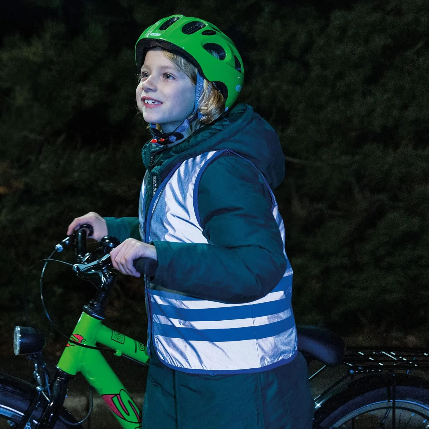 Abus Lumino Urban Vest Kids Safety Vest - Fully Reflective Safety Vest for Better Night Visibility - with Zip