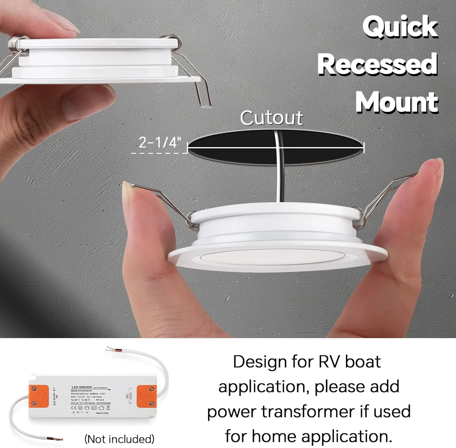 acegoo RV 2.75" Recessed LED Ceiling Light 12V Ultra-Thin Puck Light, Dimmable RV Lights Interior for Camper Van Truck Motorhome Boat Sailboat Roof Under Cabinet Lighting, 6 Pack (White,Warm White)