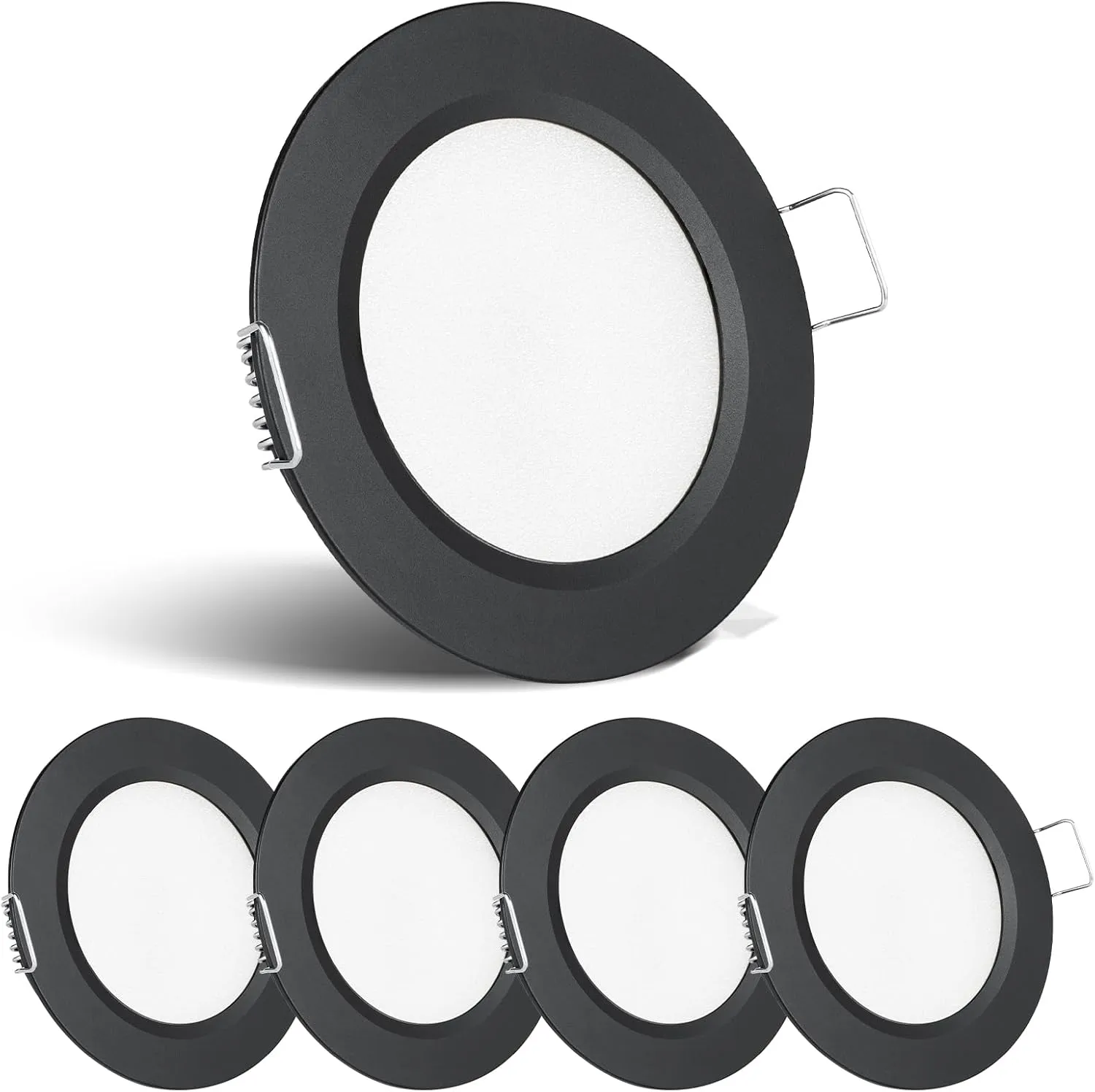 acegoo RV Recessed Ceiling Light 2-3/4” 12V Dimmable LED Puck Light for Campervan Truck Caravan Boat Roof Under Cabinet Lighting, Flush Mount Cutout 2-1/4" (Black,Warm White) 4 Pack
