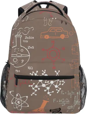 Acpiggto Backpack Daypack Shoulder Bag Vintage Pink Science Concept Chemical Biology Geography Space Rucksack Bookbag Boys Girls