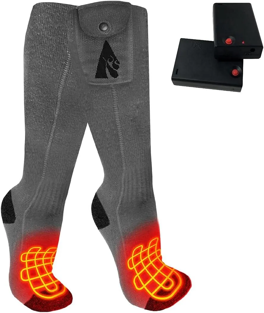 ActionHeat Classic AA Battery Heated Socks for Men and Women Lightweight Cotton Blend Heating Socks