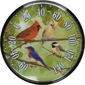 AcuRite 01781 12.5-Inch Wall Thermometer, Songbirds, Pack of 1, Multicolor