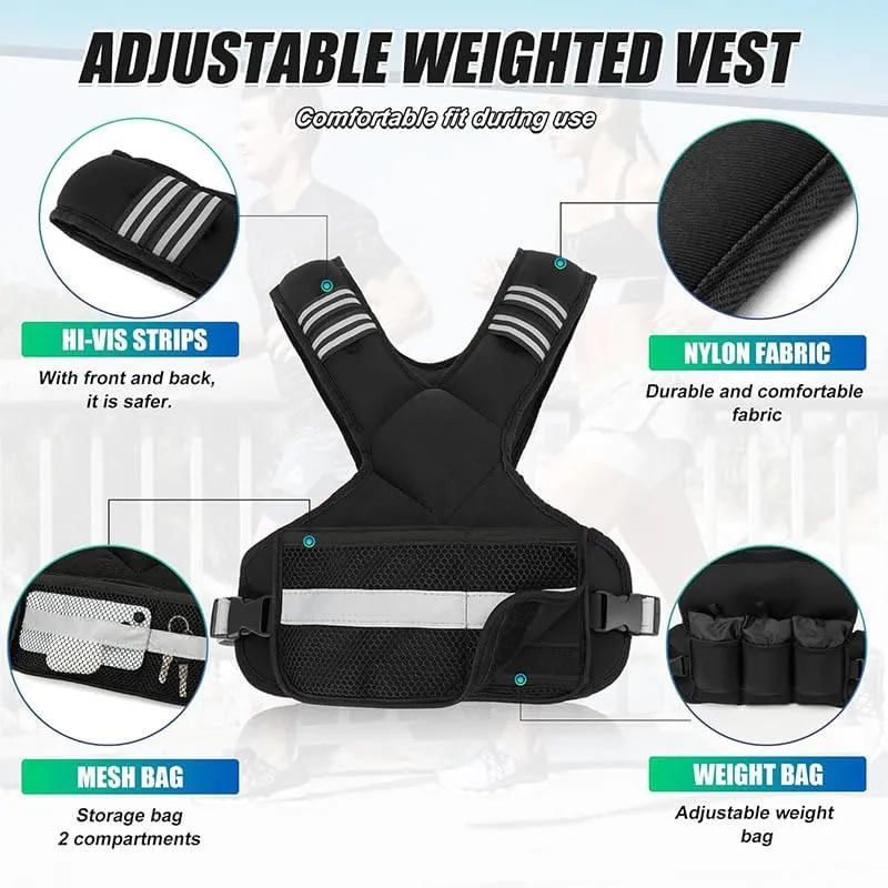 Adjustable Weighted Exercise Vest – Reflective Running & Training Fitness Gear for Men and Women