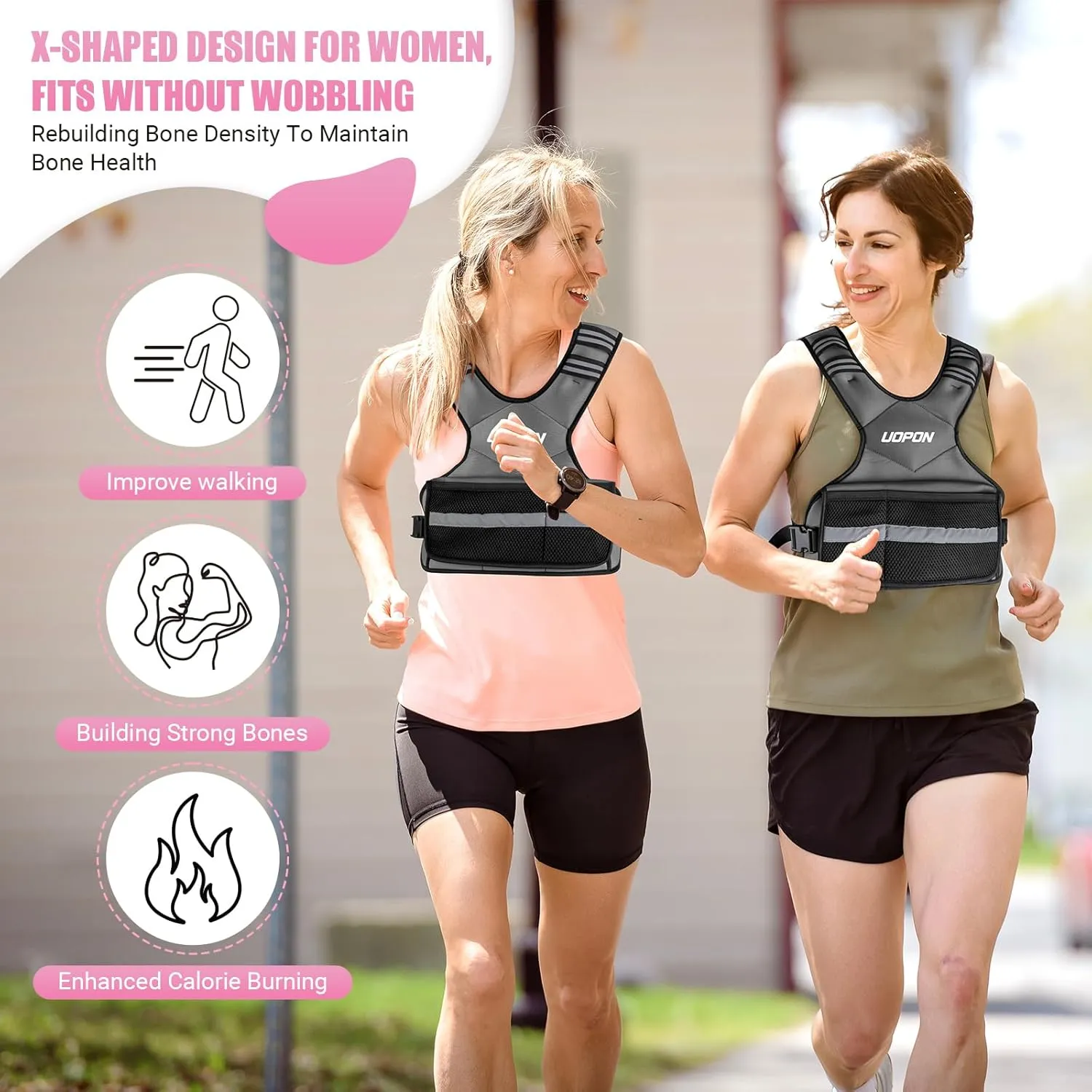 Adjustable Weighted Vest for Women, 6-12 Lbs Rucking Vest with 6 Ironsand Weights, Great Weighted Vest with Plus Pockets & Reflective Strips for Running, Walking, Workout and Strength Training