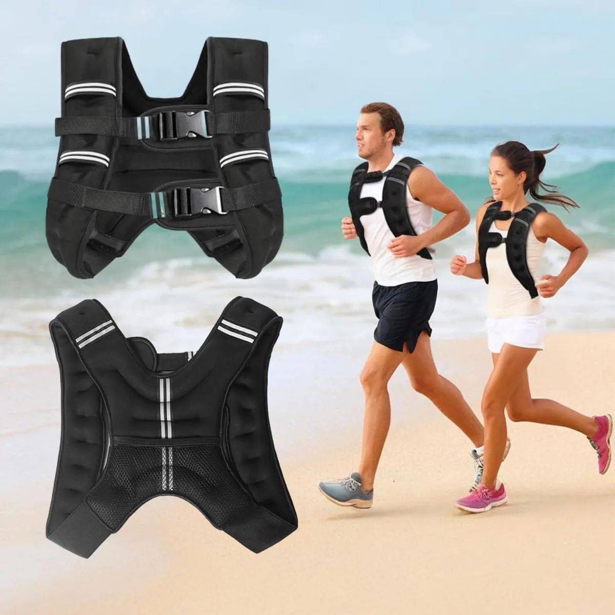 Adjustable Weighted Vest for Women & Men, Ironsand Weights for Strength Training,Weight Vest with Reflective Strip for Running Walking Exercise Workout 006