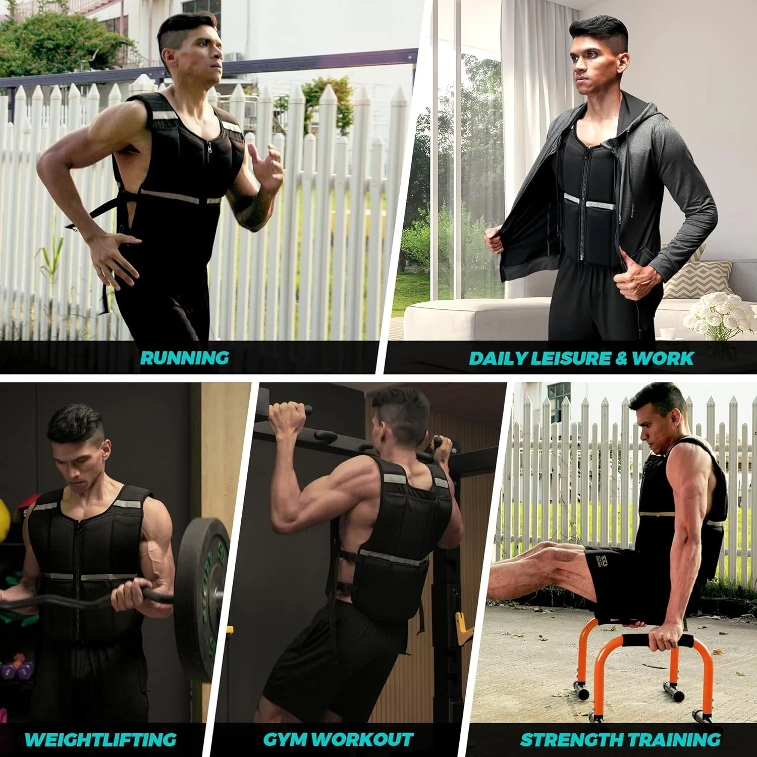Adjustable Weighted Vest Men 2-35 lbs/2-45 lbs, Rucking Vests for Walking with Zipper/16pcs Silicone Weights, US PATENT Strength Training Workout Vest for Running GYM Home, Removable Reflective Strips