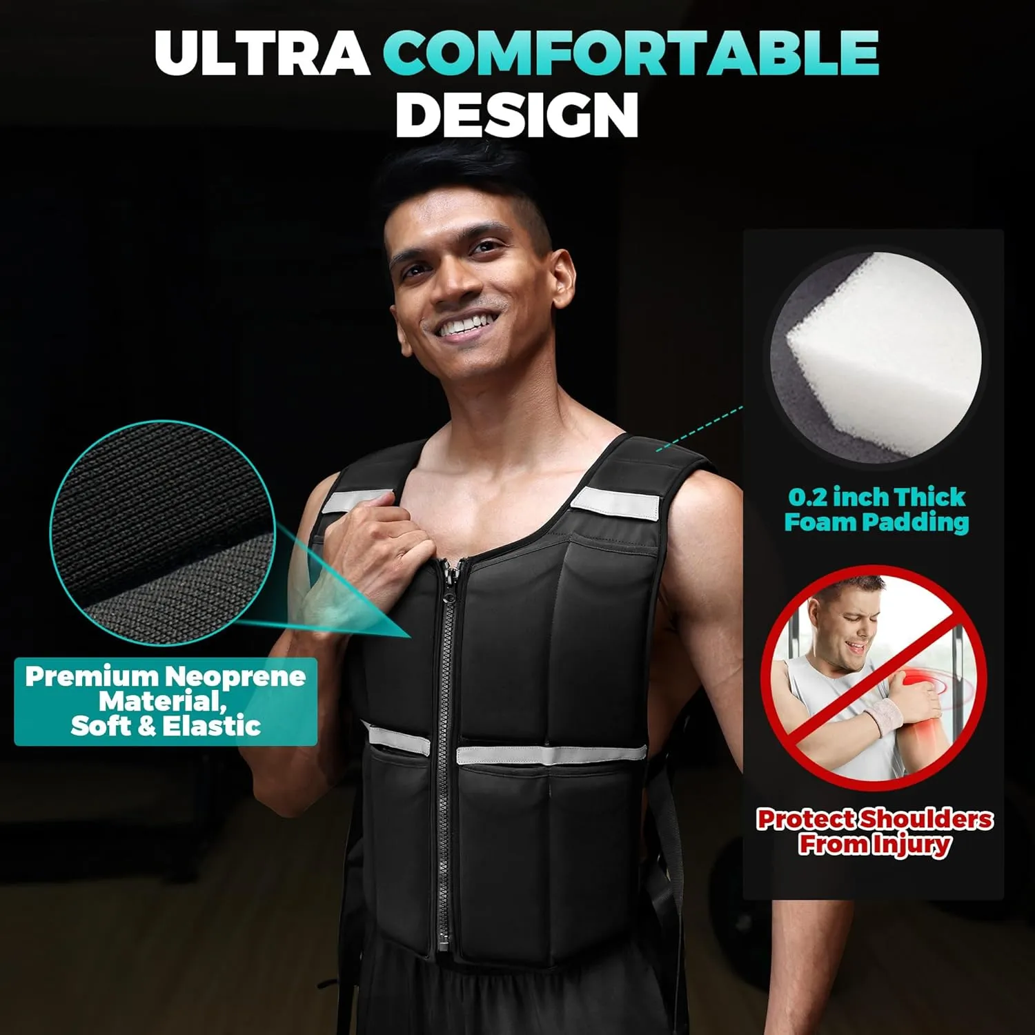 Adjustable Weighted Vest Men 2-35 lbs/2-45 lbs, Rucking Vests for Walking with Zipper/16pcs Silicone Weights, US PATENT Strength Training Workout Vest for Running GYM Home, Removable Reflective Strips