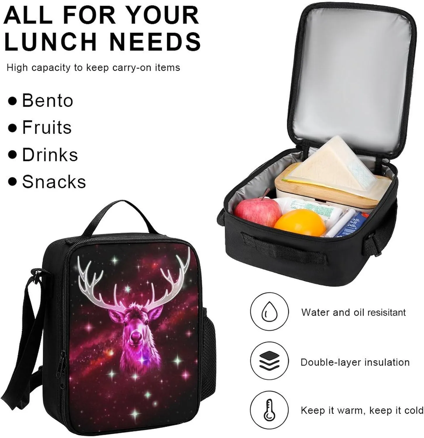Adults Daypack - Galaxy Starry Sky Christmas Elk Moose Art Bookbag 3 Piece College Daypack Traveling & Camping Backpack, 3 Piece Climbing Shoulder Bag