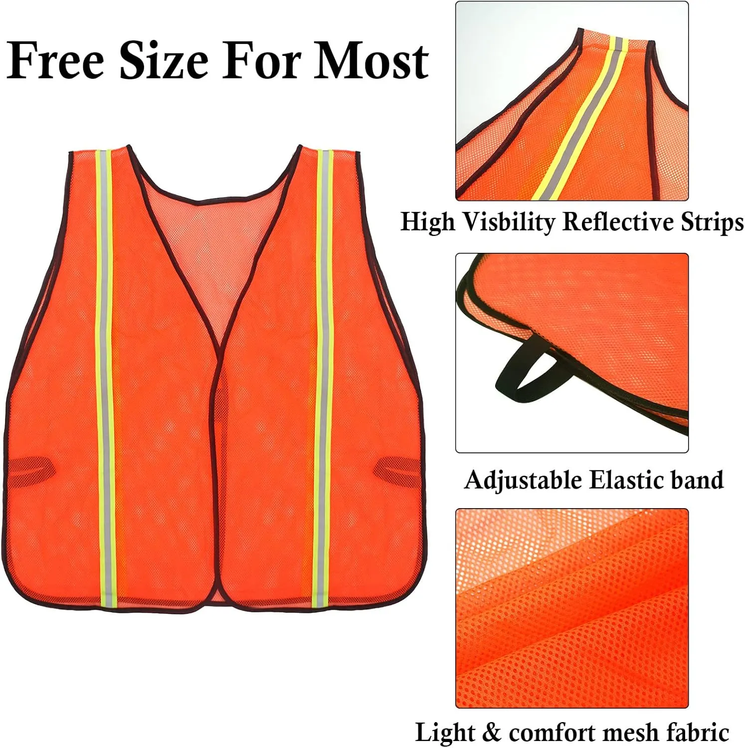AIEOE Mens 5/10 Pack High Visibility Reflective Vest Hi-vis Bright Color Construction Safety Vest