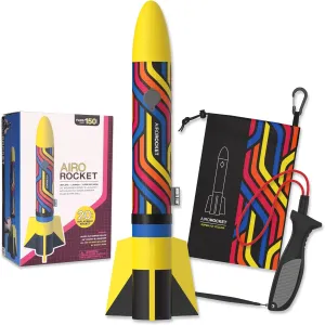 Airo Rocket Hand Launched Inflatable Kit - Includes Giant 20 Inch Ripstop Nylon Rocket, Hand Launcher and Storage Bag - Soars 150 Feet - Ages 6 