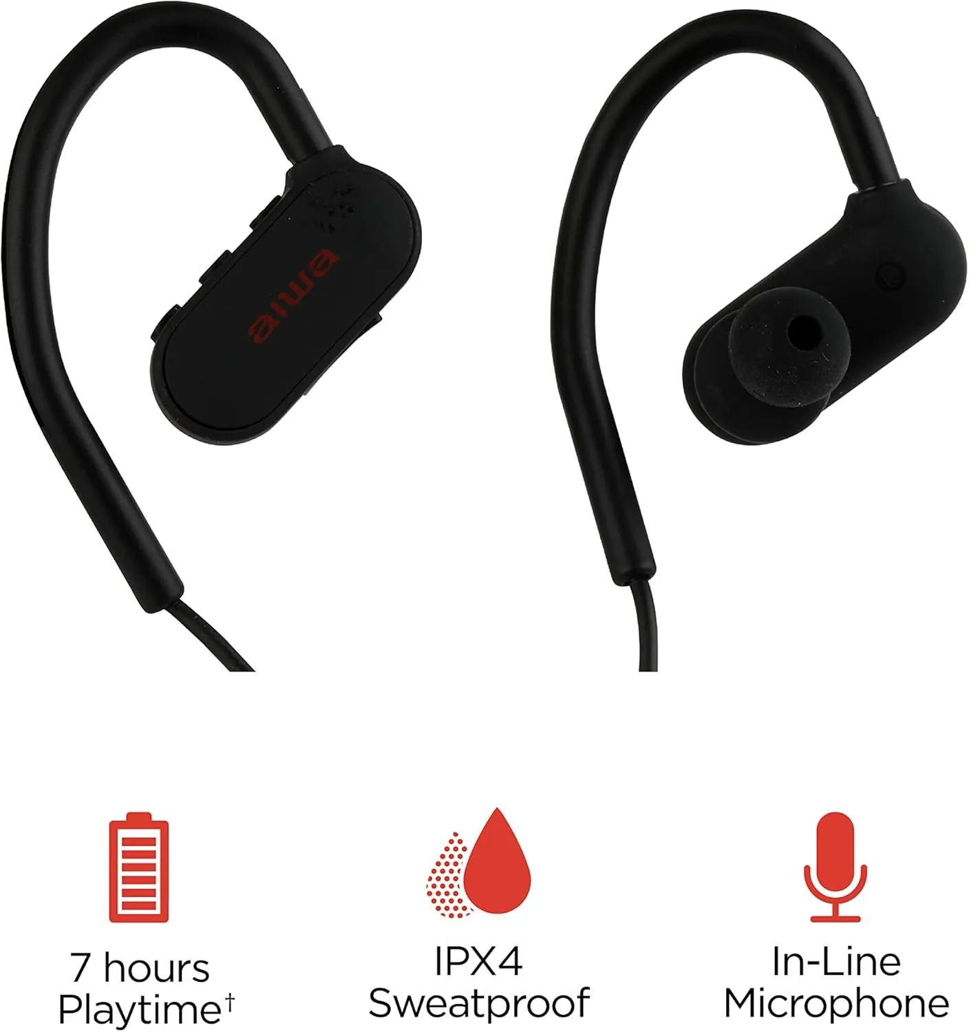 AIWA Water Bottle with Speaker and Earphone Bundle - 400ml Water Bottle with 4 Hour Playtime and Wireless Sports Earphones with Integrated Mic, 10 Hours Playtime for Workout, Camping and Hiking,Black
