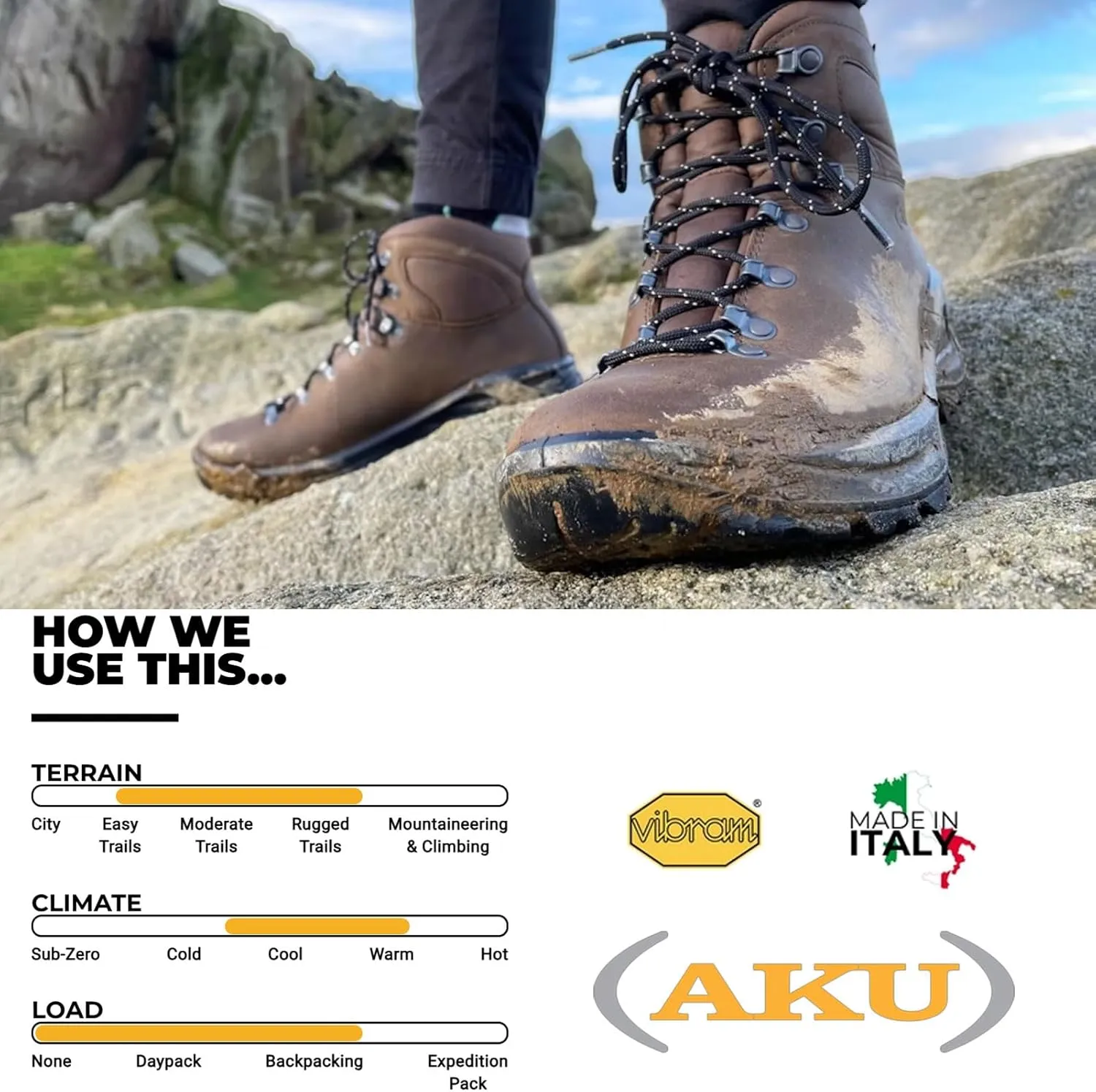 AKU Men's Tribute II LTR Hiking Backpacking Breathable Improved Fit Laced Leather Boots for Easy, Moderate & Rugged Trails
